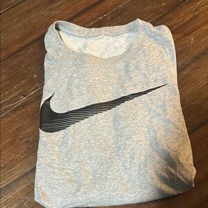 Nike Heather Gray Tee with Black Swoosh